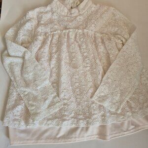 Jessica Simpson cream lace girl lined top long sleeves size Large kids